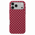 Red iPhone phone case small pink polka  dots with white background