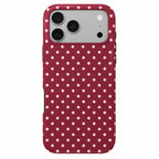 Red iPhone phone case small pink polka  dots with white background