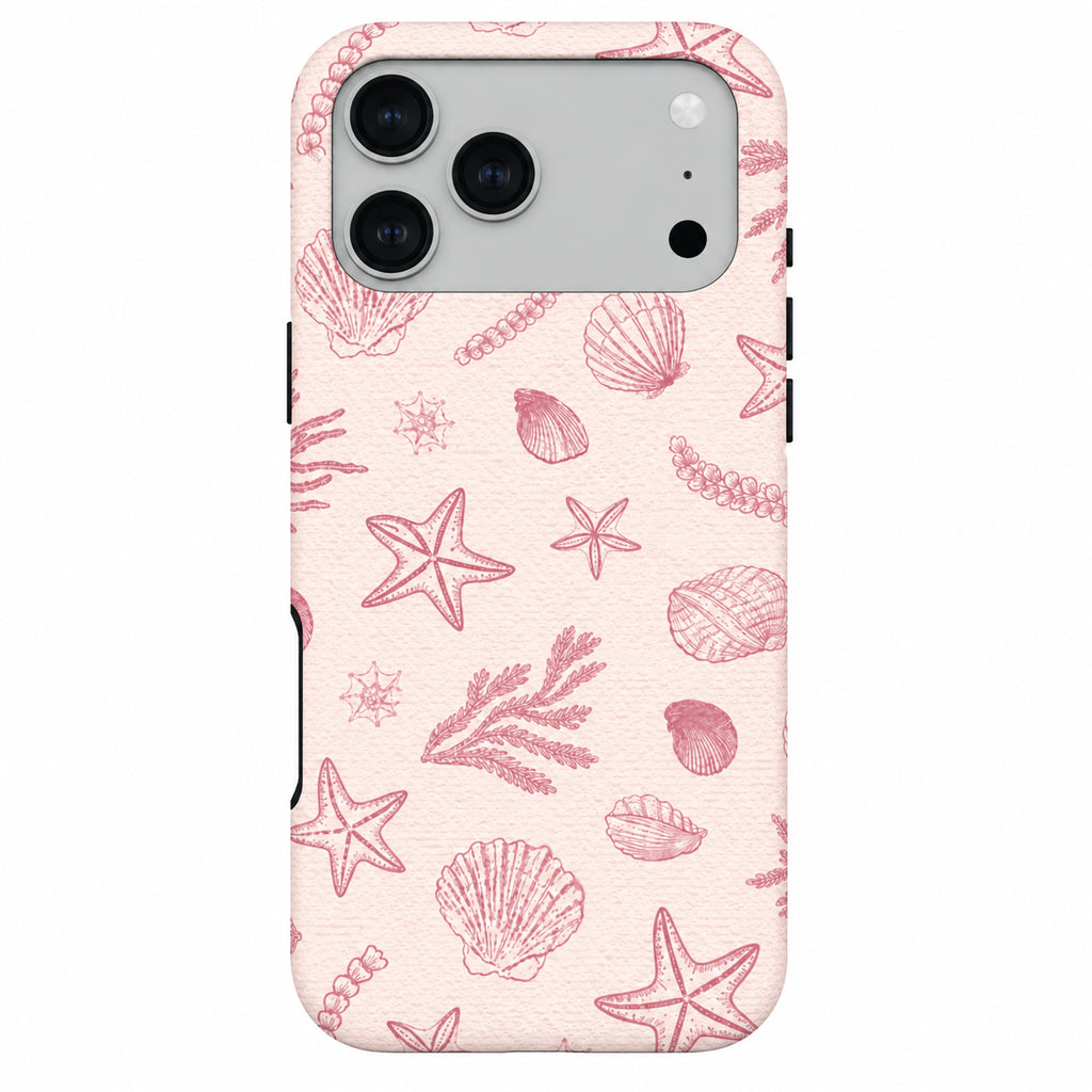 High quality Phone case with a coral pattern in pink on a white background 