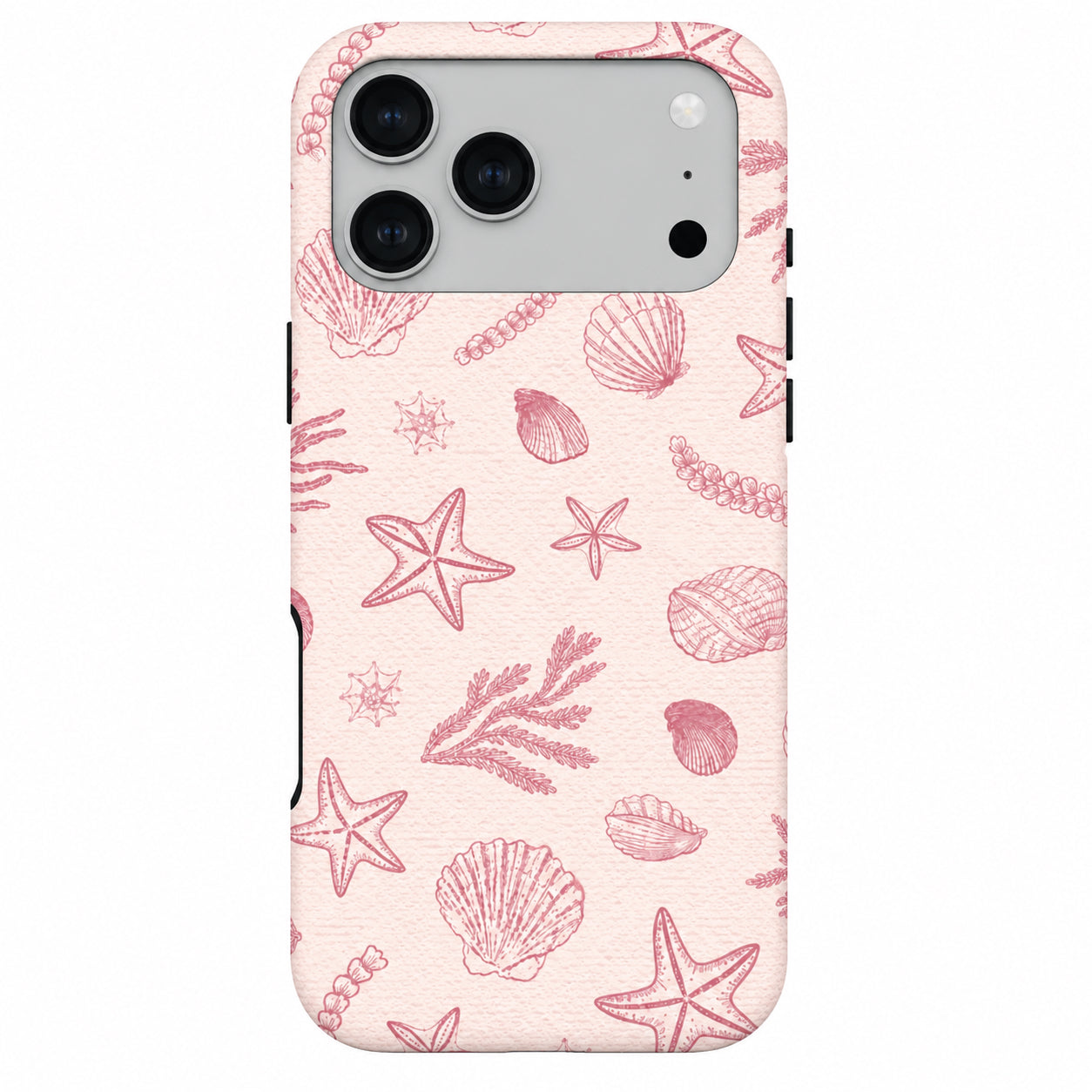 High quality Phone case with a coral pattern in pink on a white background 