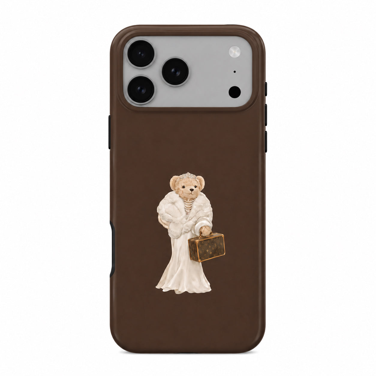High Quality Brown iPhone 17 Pro case with Teddy Bear with white background